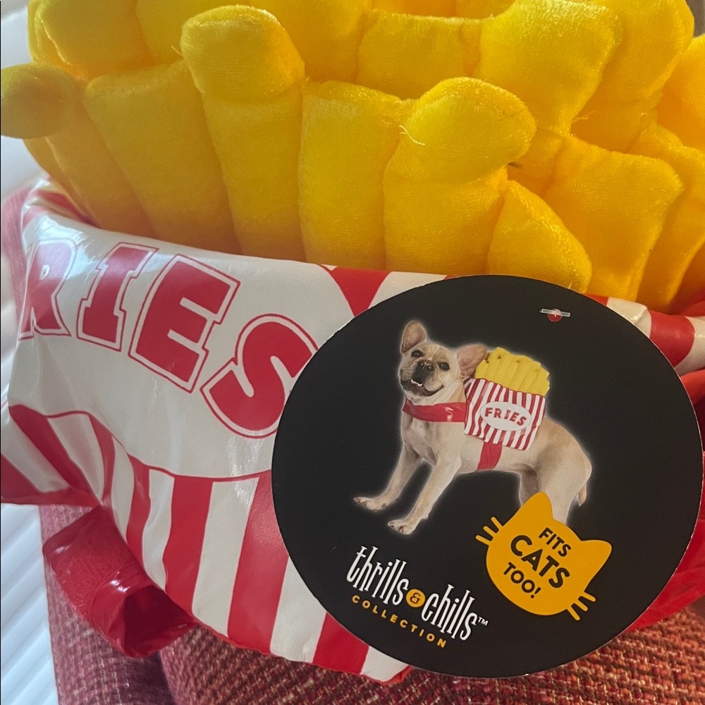 Plush French Fries Pet Costume - Bright Yellow & Red